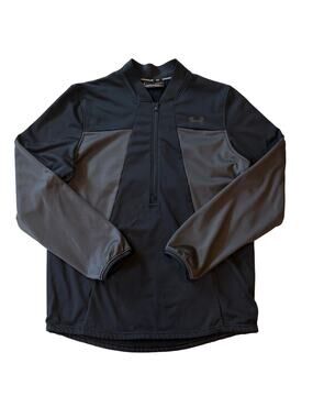 Under Armour Shirt Mens Large Black Loose Coldgear 1/2 Zip Performance Fleece